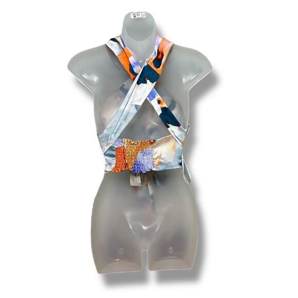 River Island Eco Couture Silky Halterneck Wrap Crop Top NWT - Picture 6 of 8